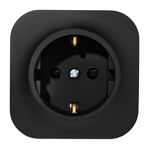 Legrand Quteo Розетка с заземлением со шторками IP20 16А 250В винтовые зажимы накладной монтаж - чёрный матовый (782476) фото 4