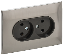 IEK SKANDY Розетка 2-местная без заземления с защитными шторками 10А в сборе SK-R09N никель  (SK-R23-10-K50-F)