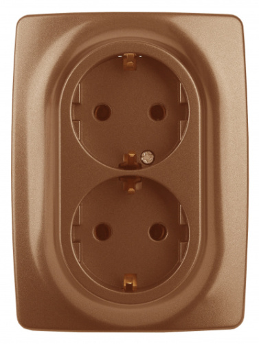 ЭРА Розетка 2X2P+E Schuko со шторками , 16A-250В, , медь, 12-2108-14 (Б0036450)