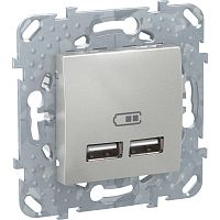 SCHNEIDER ELECTRIC Розетка USB UNICA TOP 2.1 А алюминий (MGU5.418.30ZD)
