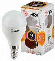 ЭРА Лампа светодиодная LEDP45-9W-827-E14 (диод,шар,9Вт,тепл,E14) (Б0029041)
