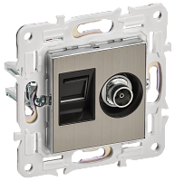 IEK SKANDY Розетка двойная TV+RJ45 кат.5E SK-A14N никель  (SK-AK20-1-K50)