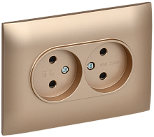 IEK SKANDY Розетка 2-местная без заземления без защитных шторок 10А в сборе SK-R10Sa песочный  (SK-R20-10-K98-F)