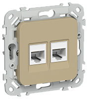 FLITE Розетка 2-местная компьютерная RJ45 категория 5Е UTP  хаки (FI-K22-1-K59)
