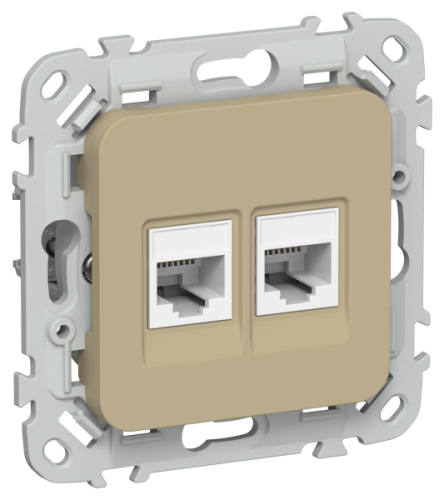 FLITE Розетка 2-местная компьютерная RJ45 категория 5Е UTP  хаки (FI-K22-1-K59)