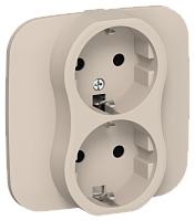 FLITE Розетка 2-местная с заземлением без защитных шторок безвинтовое крепление 16А в сборе льняной (FI-R21A-16-1-K88)