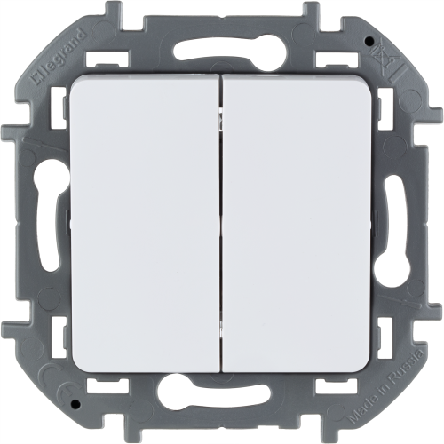 LEGRAND INSPIRIA Выключатель двухклавишный   для скрытого монтажа, цвет &quot;Белый&quot;, номинальный ток 10 А, напряжение ~250В. (673620) фото 4