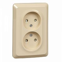 SCHNEIDER ELECTRIC ЭТЮД Розетка двойная скрытой установки без заземления со шторками 16А 250B, кремовый (PC16-106K)