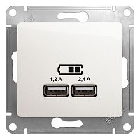 SCHNEIDER ELECTRIC GLOSSA USB Розетка A+С, 5В/2,4А, 2х5В/1,2 А, механизм, ПЕРЛАМУТР (GSL000639)