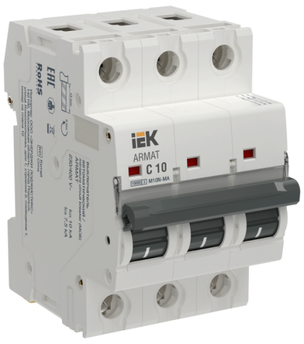 IEK ARMAT Автоматический выключатель без теплового расцепителя M10N-MA 3P C 10А  (AR-M10N-MA-3-C010)