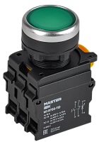 IEK Кнопка с подсветкой d=22мм 1NO+1NC зелёная MASTER  (MI-BT60-11D-3-12-K06)
