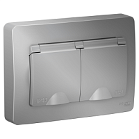 SCHNEIDER ELECTRIC Розетка BLANCA скрытой установки IP44 двойная, с заземлением, со шторками, 16А, 250В, алюминий (BLNRS441123)