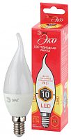 ЭРА Лампа светодиодная ECO LED BXS-10W-827-E14  (диод, свеча на ветру, 10Вт, тепл, E14  (10/100/2800)  (Б0040885)