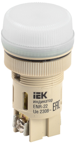 IEK Лампа ENR-22 сигнальная белая с подсветкой неон 240В (BLS40-ENR-K01)