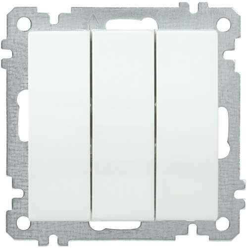 IEK ВС10-3-0-Б Выключатель трехклавишный 10А BOLERO белый IEK  (EVB30-K01-10-1)