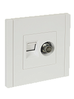 IEK FORTE&PIANO Розетка двойная TV+RJ45 кат.6 FP237 белый  (FP-AK20-2-K01)