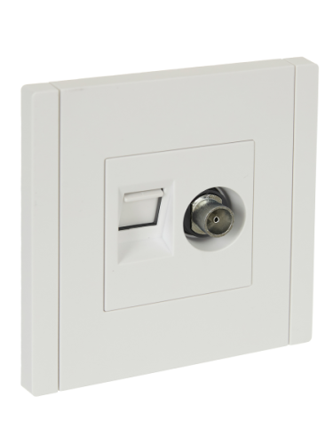 IEK FORTE&PIANO Розетка двойная TV+RJ45 кат.6 FP237 белый  (FP-AK20-2-K01)