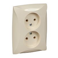 SCHNEIDER ELECTRIC ДУЭТ Розетка двойная без заземления бежевая (WDE000220)