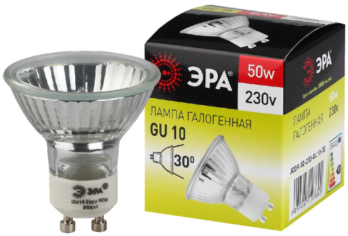 ЭРА Лампа галогенная GU10-JCDR  (MR16) -50W-230V   (галоген, софит, 50Вт, нейтр, GU10) (C0027386) фото 2