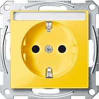SCHNEIDER ELECTRIC Механизм розетки Schuko с полем для надписи для спец.цепей желтый (MTN2302-0307)