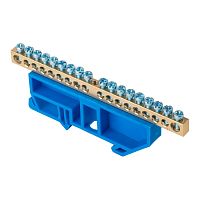 EKF Шина 0 N 6х9мм 18 отверстий латунь синий изолятор на DIN-рейку PROxima (sn0-63-18-d)