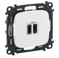 LEGRAND Valena ALLURE.Зарядное устройство с двумя USB-разьемами тип С-тип С 240В/5В 3000мА.С лицевой панель (755345 )