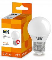 IEK Лампа светодиодная LED 7вт E27 тепло-белый матовый шар ECO (LLE-G45-7-230-30-E27)