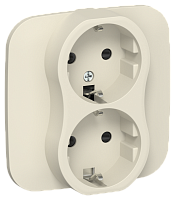 FLITE Розетка 2-местная с заземлением с защитными шторками безвинтовое крепление 16А в сборе  сливочный (FI-R24A-16-1-K86)