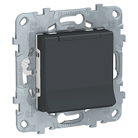 SCHNEIDER ELECTRIC Розетка UNICA NEW с заземлением со шторками с крышкой 16 А 250 В IP40 антрацит (NU503754TA)
