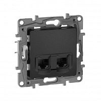 LEGRAND ETIKA Двойная розетка RJ 45 категория 5е UTP антрацит (672655 )