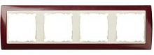 SIMON Рамка на 4 поста, S82, гранатовый металлик - сл.кость (82744-37)