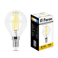 FERON Лампа светодиодная LED 7вт Е14 теплый шар FILAMENT (LB-52) (25874)