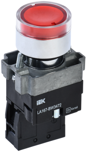 IEK Кнопка LA167-BW3472 d=22мм RC 1р с подсвет. красная (BBT20-BW3472-2-12-67-K04) IEK Кнопка LA167-BW3472 d=22мм RC 1р с подсвет. красная (BBT20-BW3472-2-12-67-K04)