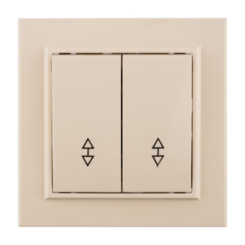 EKF Выключатель двухклавишный СП проходной 10А бежевый Минск (ERV10-026-20)