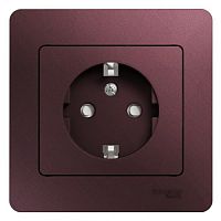SCHNEIDER ELECTRIC GLOSSA Розетка с заземлением со шторками в сборе баклажановый (GSL001144)