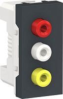SCHNEIDER ELECTRIC Розетка UNICA MODULAR 3 RCA 2 модуля антрацит (NU343154)