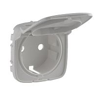 LEGRAND Valena ALLURE Лицевая панель розетки 2К+З с крышкой Алюминий (754847 )