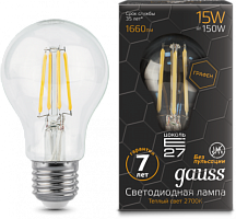 GAUSS Лампа светодиодная LED 15Вт E27 2700К Filament A60 Graphene  (102802115)