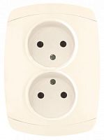 EKF Париж Розетка двойная без заземления 10А бежевая (ESR10-102-20)