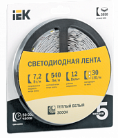 IEK Лента светодиодная LEDх120/м 5м 9.6w/m 12в IP65 мультибелый (LSR1-8-120-65-1-05)