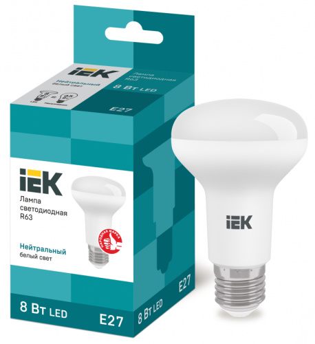 IEK Лампа светодиодная LED рефлекторная 8вт E27 R63 белый ECO (LLE-R63-8-230-40-E27)