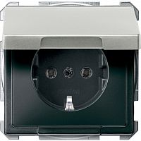 SCHNEIDER ELECTRIC Механизм розетки Schuko с крышкой сталь (MTN2311-4146 )
