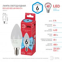ЭРА Лампа светодиодная ECO LED B35-6W-840-E14  (диод, свеча, 6Вт, нейтр, E14  (10/100/3500)  (Б0020619)