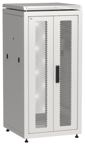IEK Шкаф напольный сетевой 19' LINEA N 24U 600х600мм передняя распашная перфорированная дверь задняя перфорированная серый (LN35-24U66-2PP)