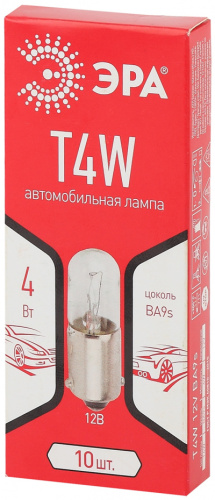 ЭРА Автолампа Т4W 12V BA9s  (лампа габаритных и стояночных огней, подсветка номерного знака) (Б0036793)