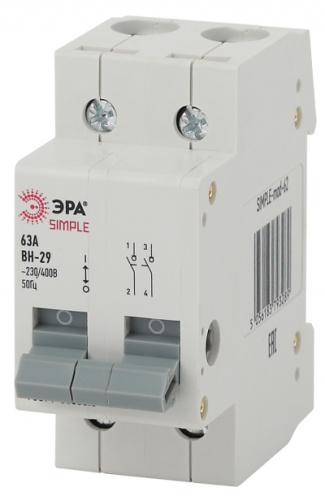 ЭРА SIMPLE-mod-56  SIMPLE Выключатель нагрузки 1P 25А ВН-29  (12/180/5040) (Б0039246)