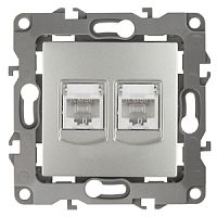 ЭРА Розетка информационная двойная 2XRJ45, , алюминий, 12-3108-03 (Б0014731)