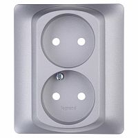 LEGRAND Galea Life Лицевая панель для розетки 2х2К алюминий (771332 )