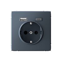 Systeme Electric ARTGALLERY Розетка 16А с 2 USB A+C, 5В/2,4А/3,0А, 2х5В/1,5А, механизм, грифель (GAL000732)