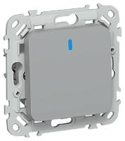 FLITE Выключатель 1-клавишный проходной с индикацией 10А  серый (FI-V12-1-10-1-K03)